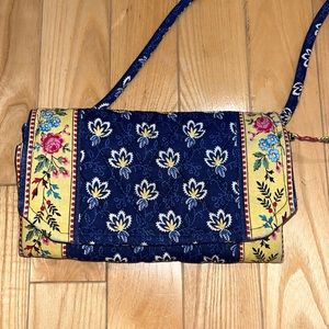 Vera Bradley Crossbody Bag w/ Built in Wallet Blue & Yellow